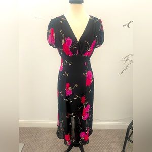 Betsy Johnson floral chiffon midi dress